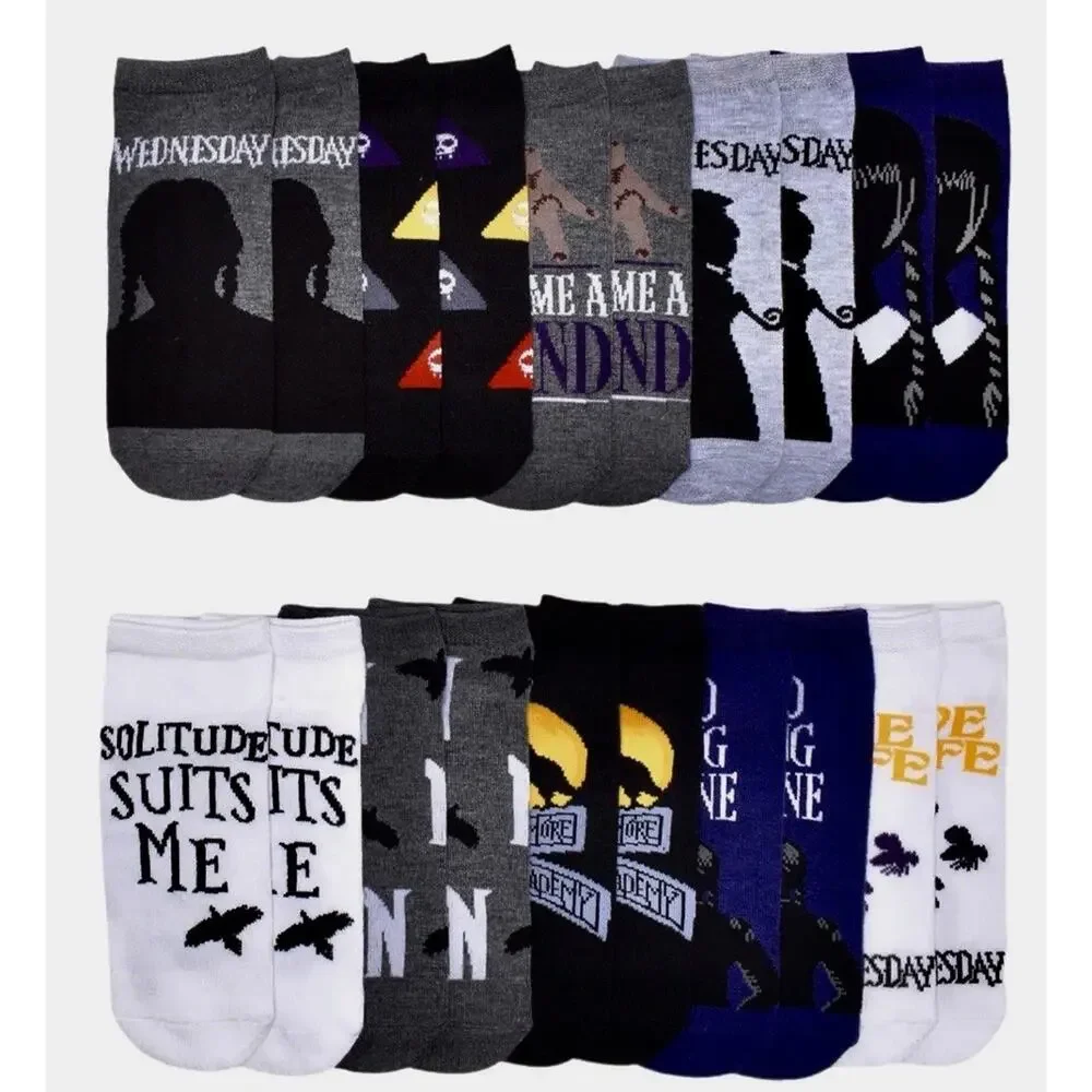 Wednesday Addams Socks Womens 10 Pack Low Cut Shoe Size 4-10 NWT MGM Netflix New